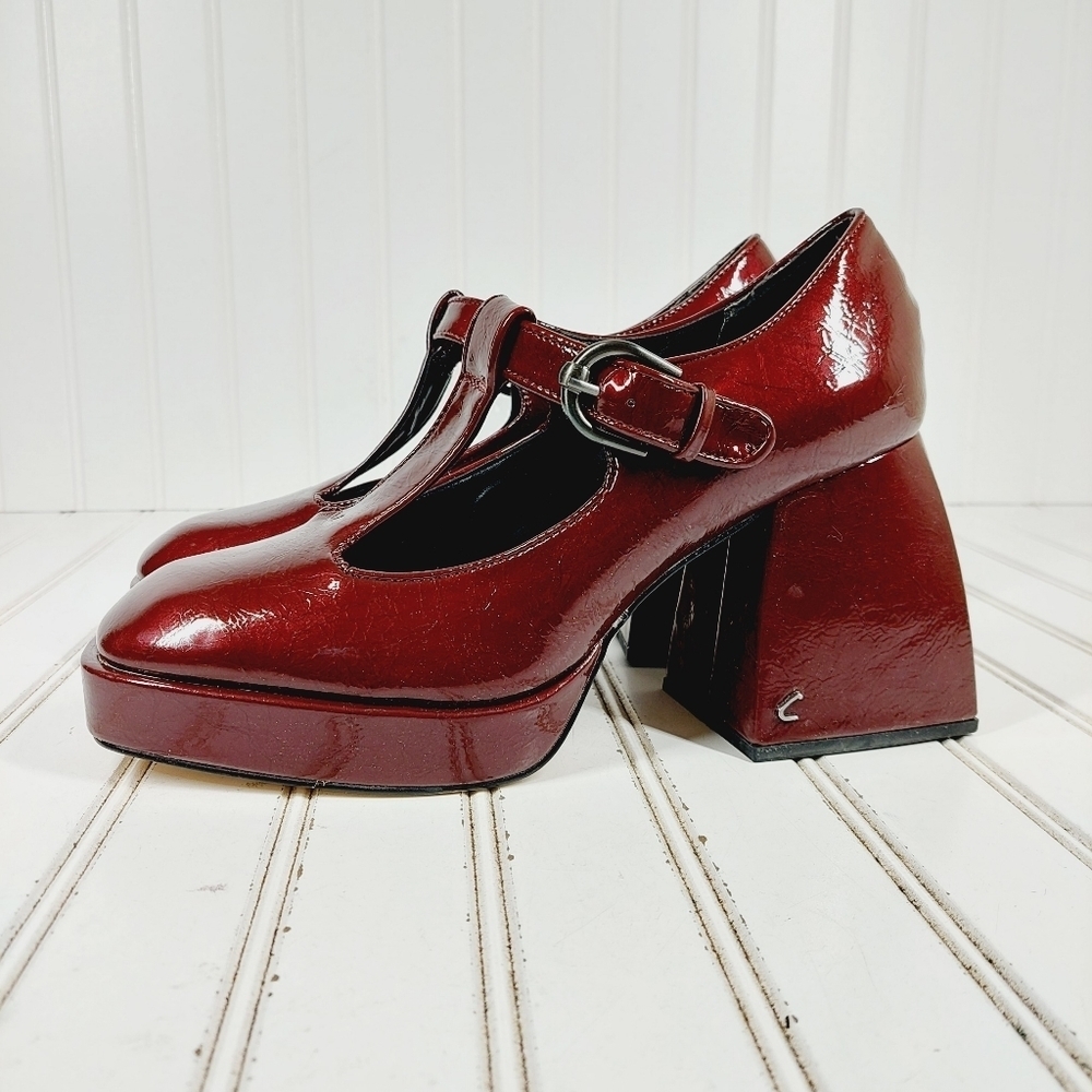 NEW Circus by Sam Edelman Women's Kay Mary Jane Burgundy Red Platform Pumps K492